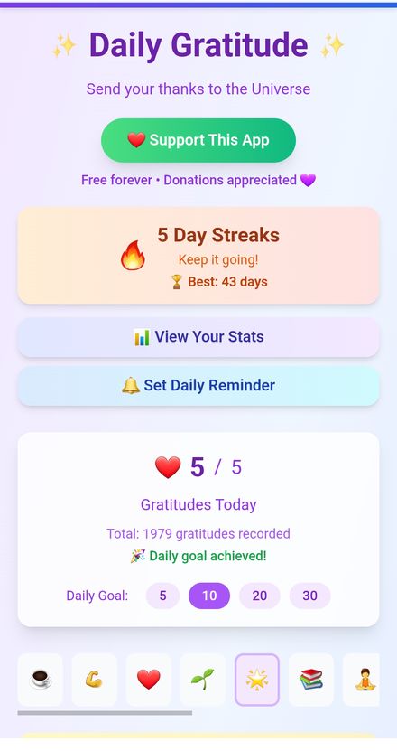 The Daily Gratitude app on a phone