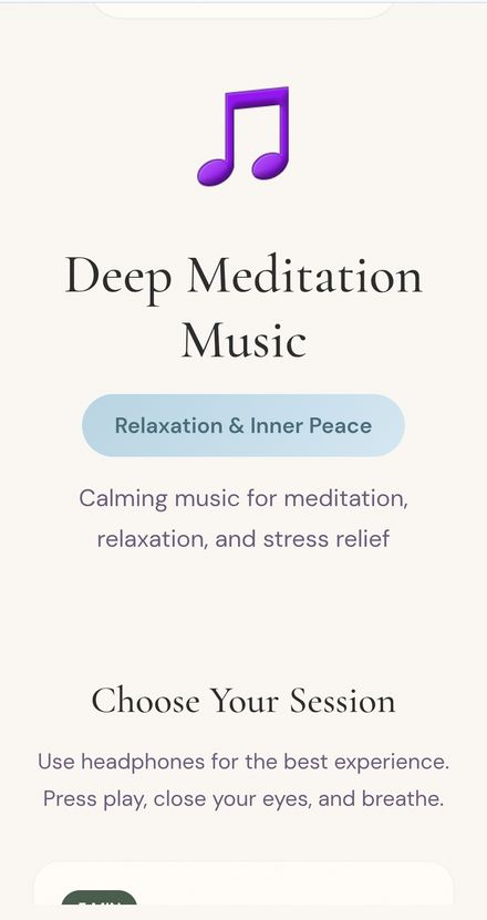 The Deep Meditation Music app on a phone