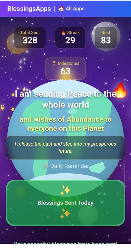 The Peace and Abundance app on a phone