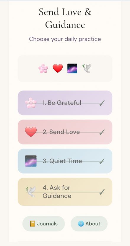 The Send Love and Guidance app on a phone
