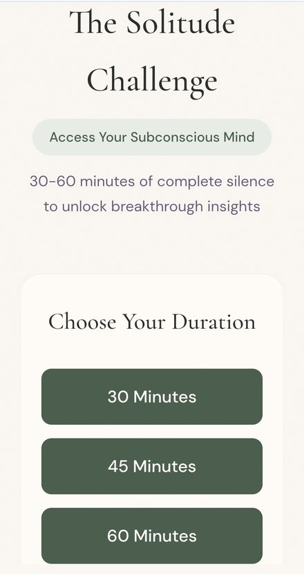 The The Solitude Challenge app on a phone